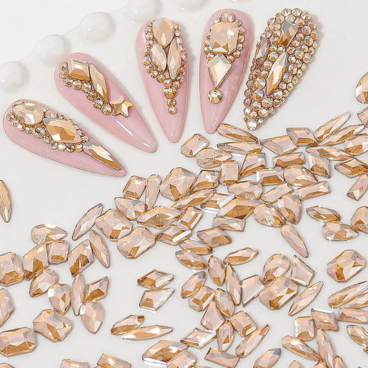 HNUIX champagne flatback rhinestones for secure nail adhesion and shine.