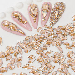 HNUIX champagne flatback rhinestones for secure nail adhesion and shine.