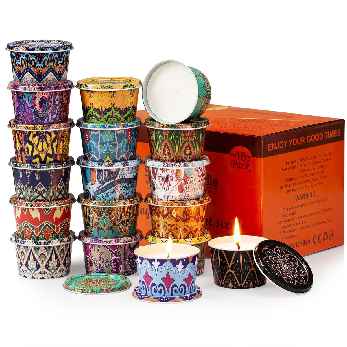 HOFOGOTOWIN 18-pack scented candle gift set box cover