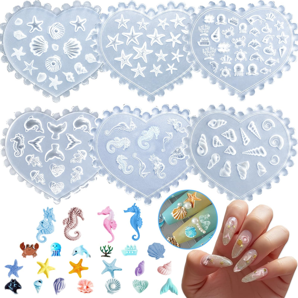 HOIEPJAP ocean nail molds with 103 patterns for precise 3D nail art