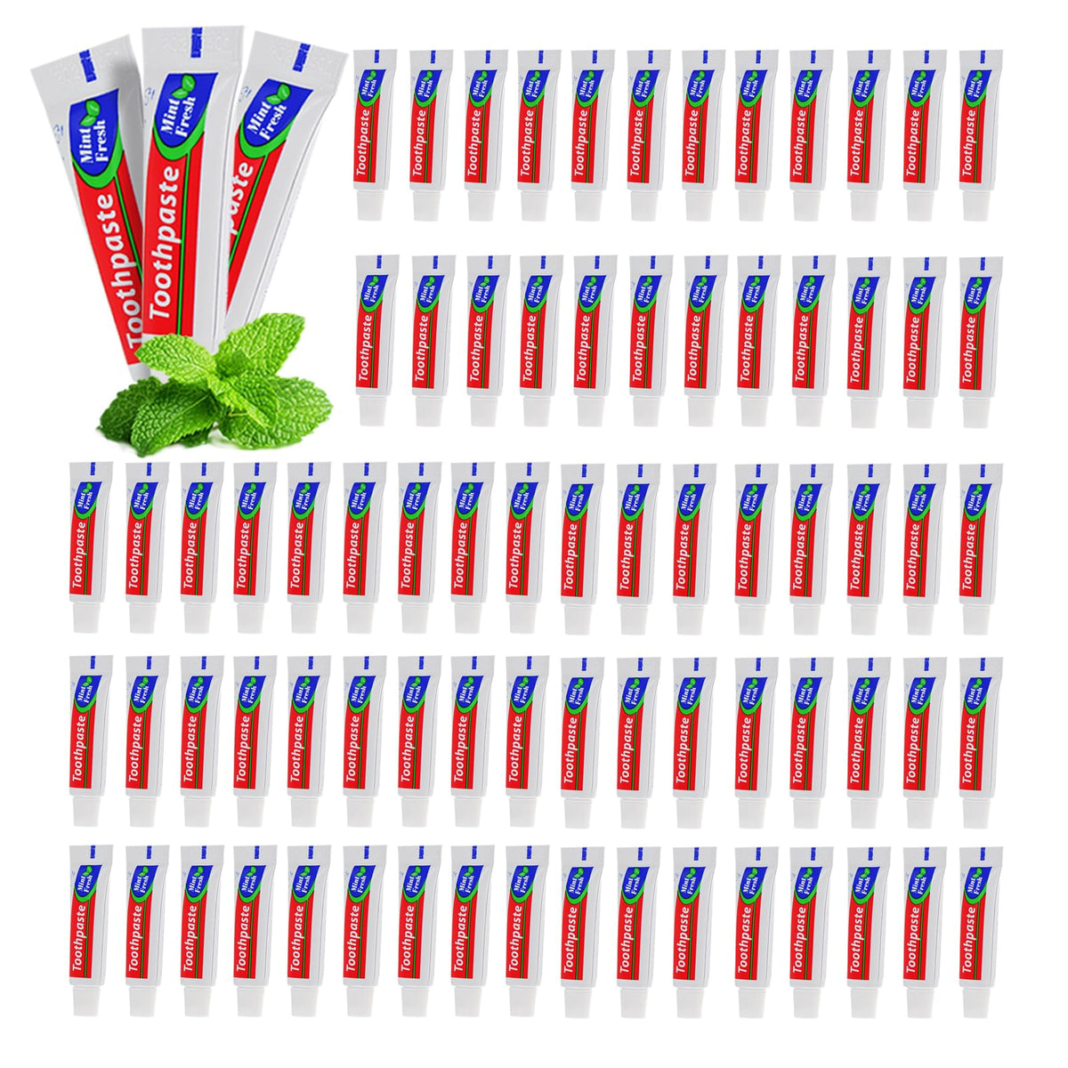 HOIQIRY 30-pack travel-size mint toothpaste tubes - front view