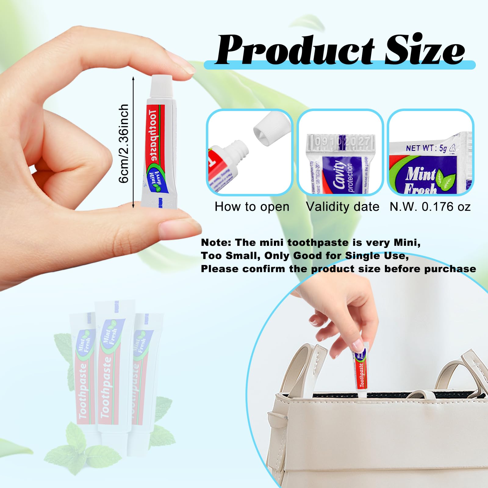 Travel-friendly seal-cap mint toothpaste for hotels
