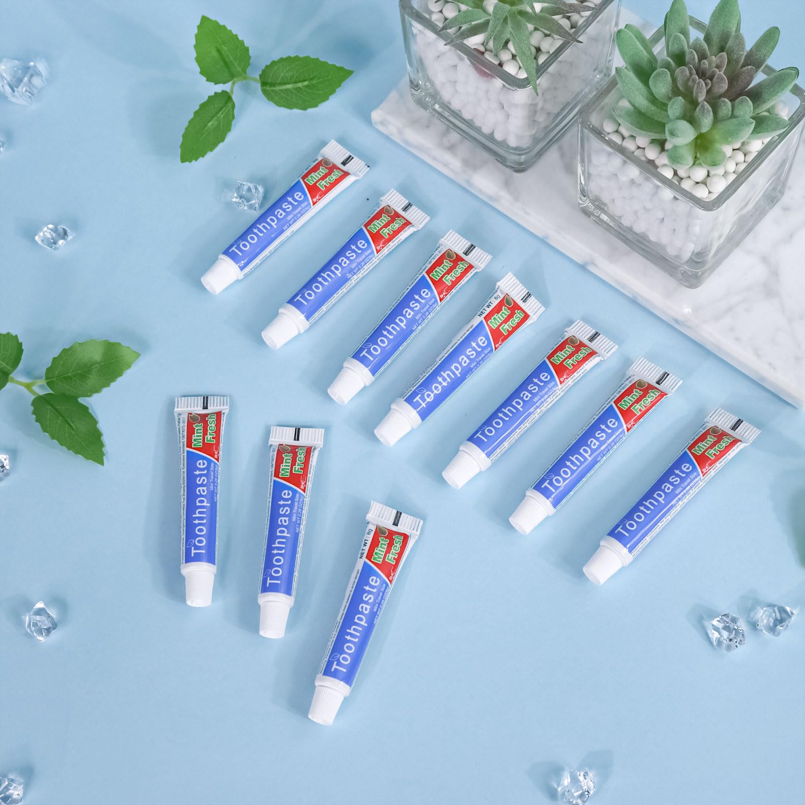 Dimensions of mini toothpaste tube: 0.8 x 3.14 inches