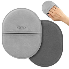 HoYiXi premium microfiber screen cleaning cloth in grey, sized 4.25 x 5.23 inches.