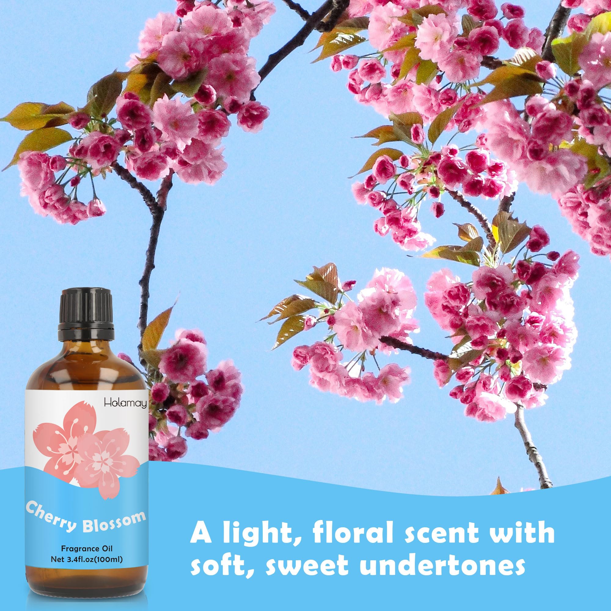Holamay Cherry Blossom fragrance oil for diffusers—easy drops to refresh your space.