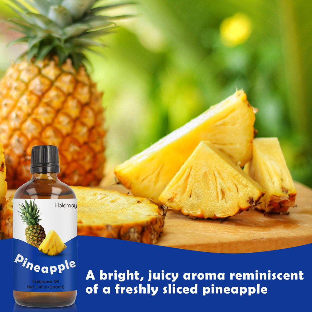 Holamay Pineapple Fragrance Oil dropper enables precise scent use in candles and soaps.