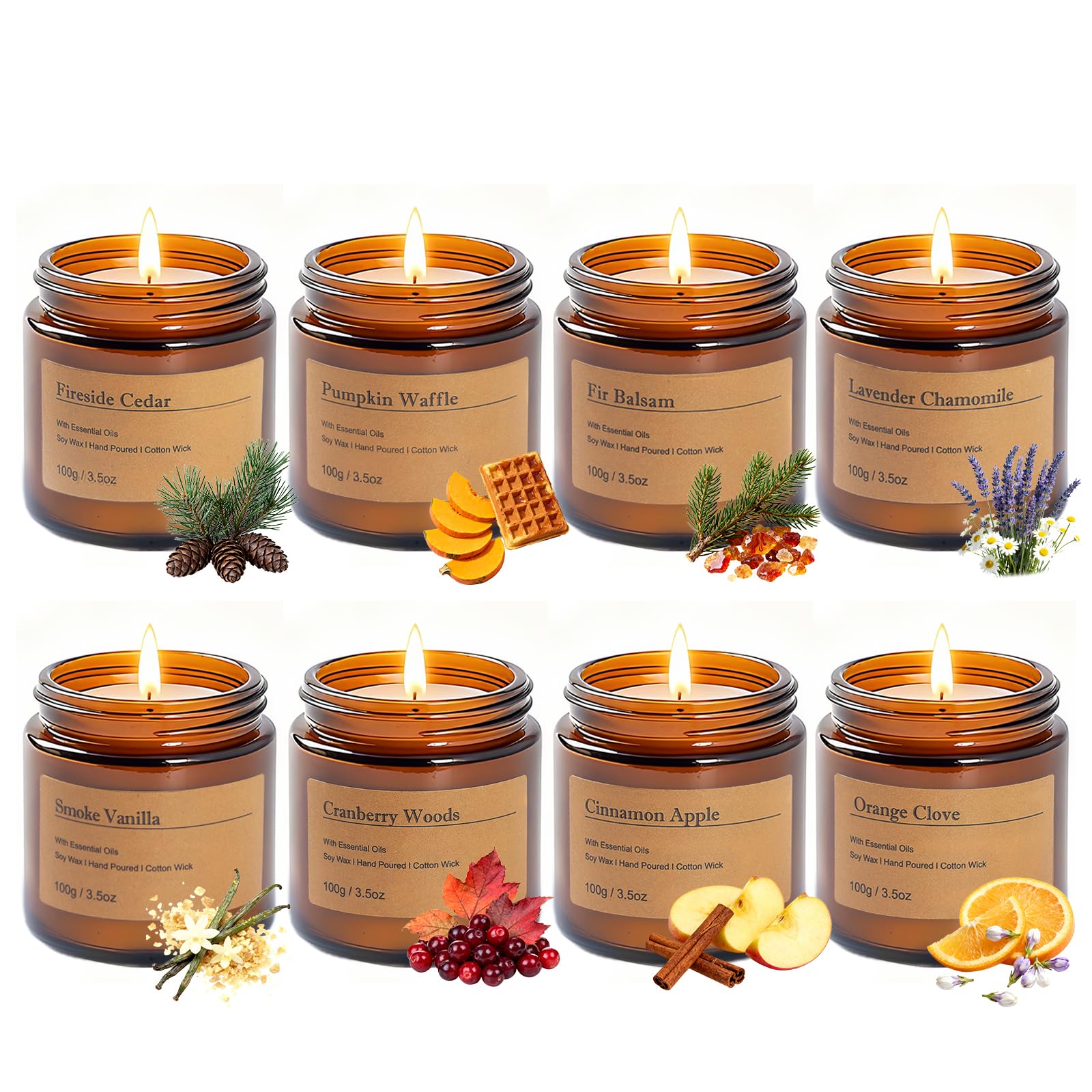 Holiday Candle Gift Set in premium amber glass jars