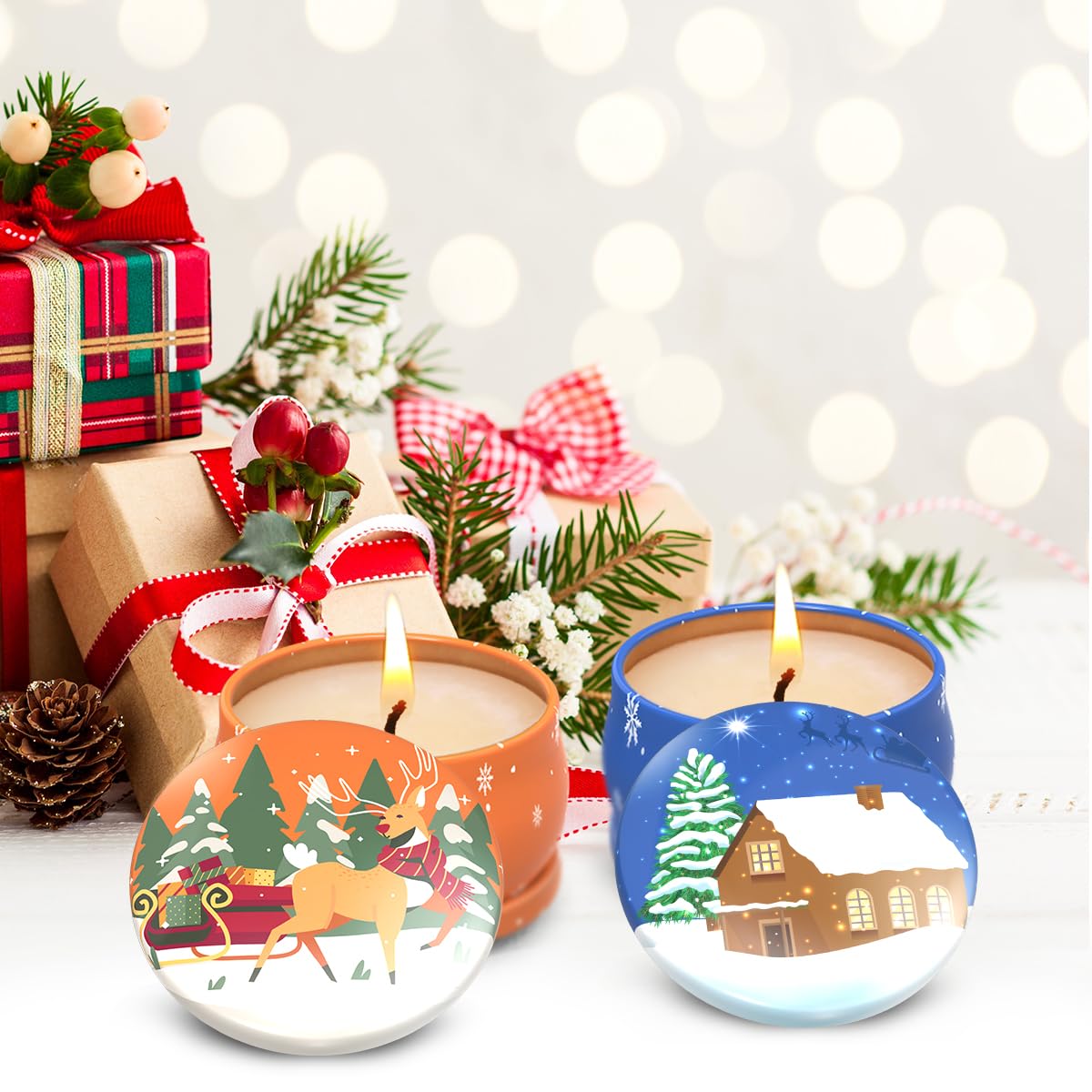 Holiday gift set packaging for candles