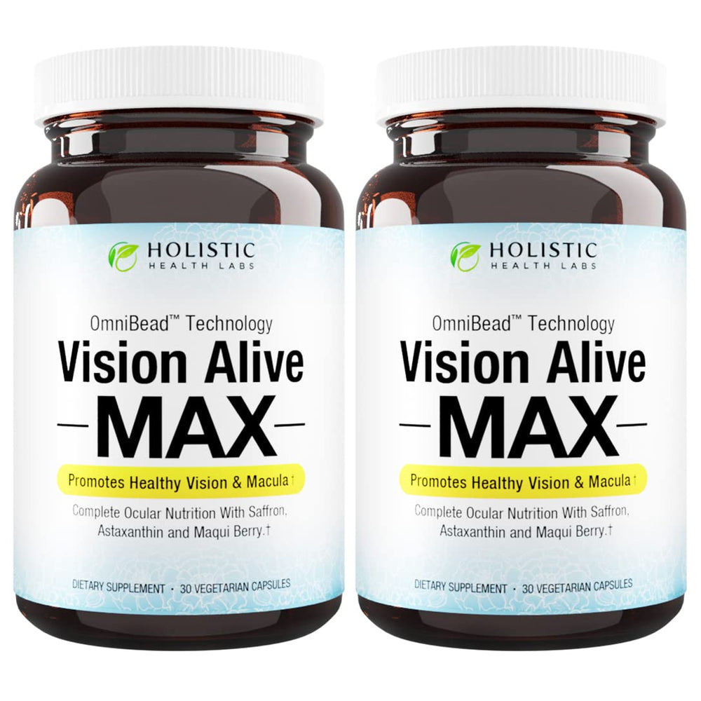 Holistic Health Labs Vision Alive Max bottle with Lutemax 2020 for eye health support.