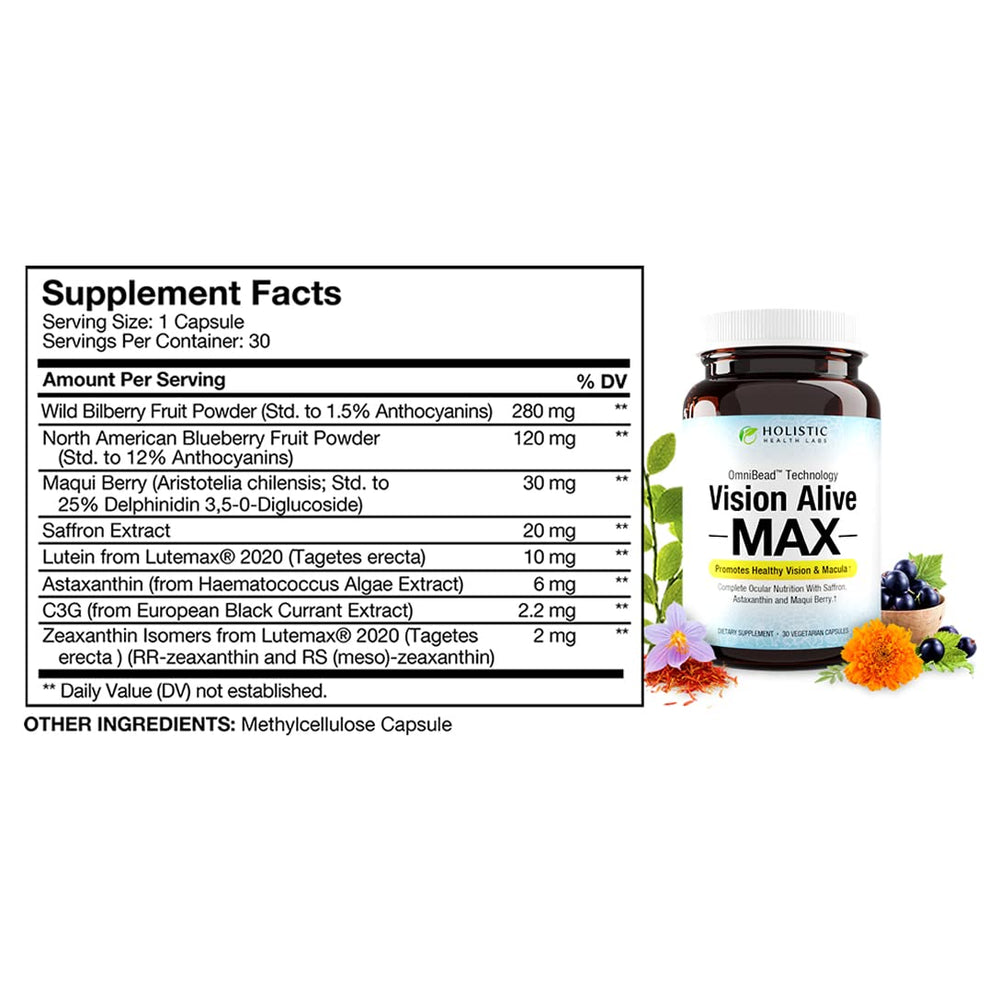Vision Alive Max C3G from black currant detail emphasizing antioxidant eye defense.