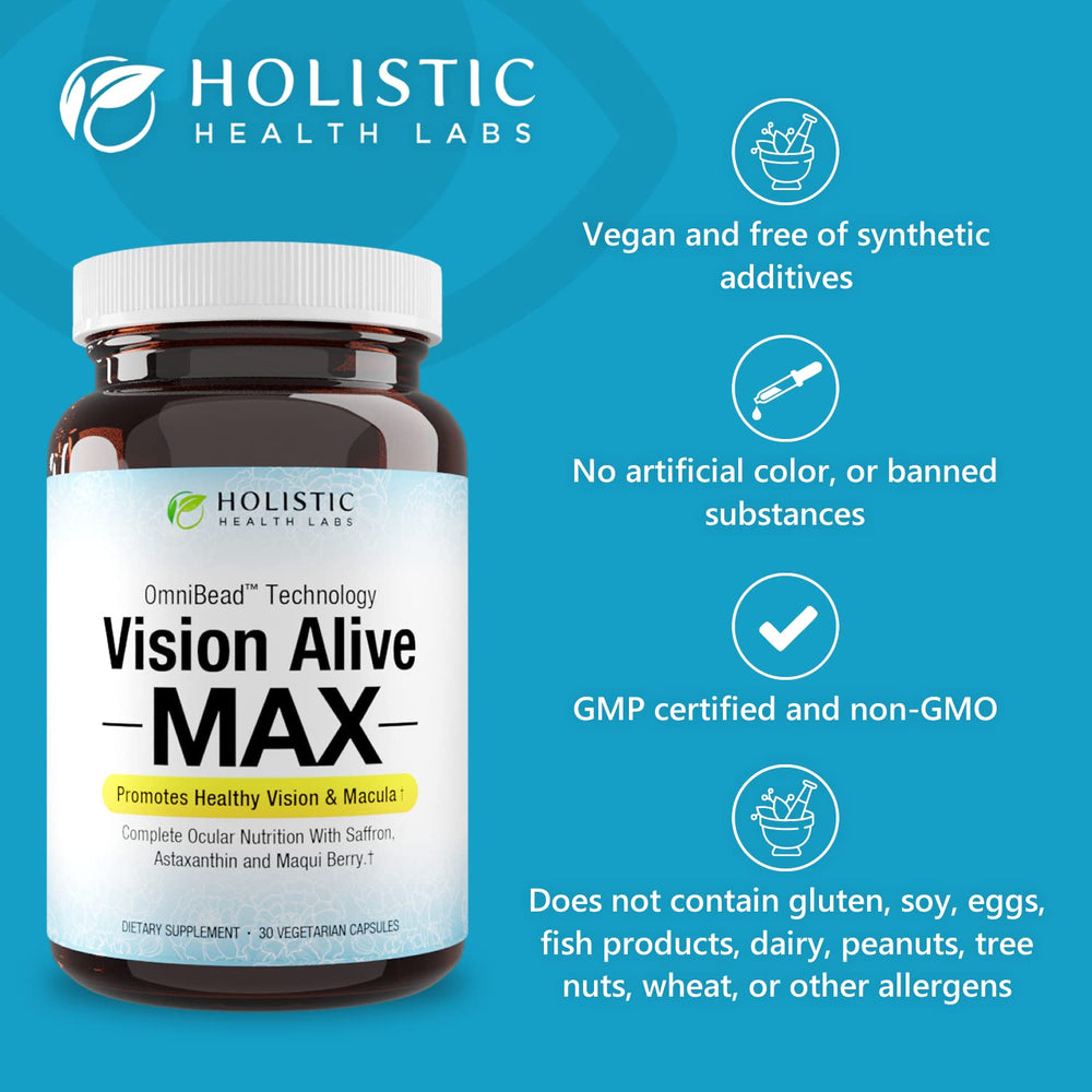 Vision Alive Max saffron capsules shown for calming eye comfort and daily use.