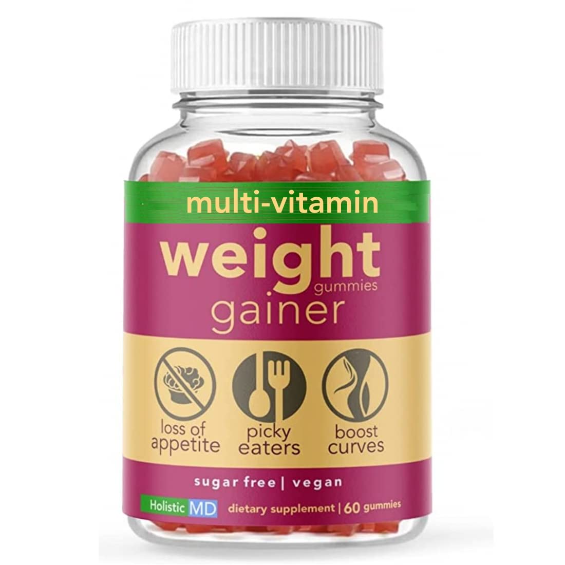 Holistic MD Gainer Gummies bottle on a white background