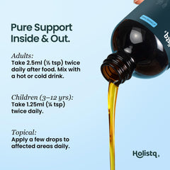 Organic, vegan Holistiq black seed oil bottle with no additives