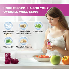 Supplement facts and key ingredients: magnesium glycinate, ashwagandha, L-theanine, phosphatidylserine, vitamin B6