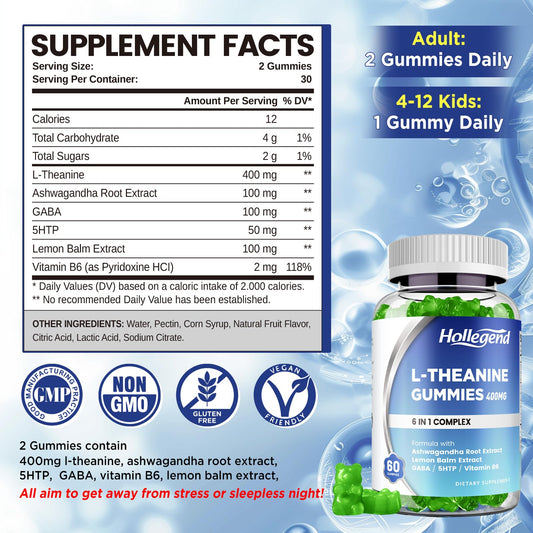Close-up of HOLLEGEND L-Theanine Gummies lemon flavor