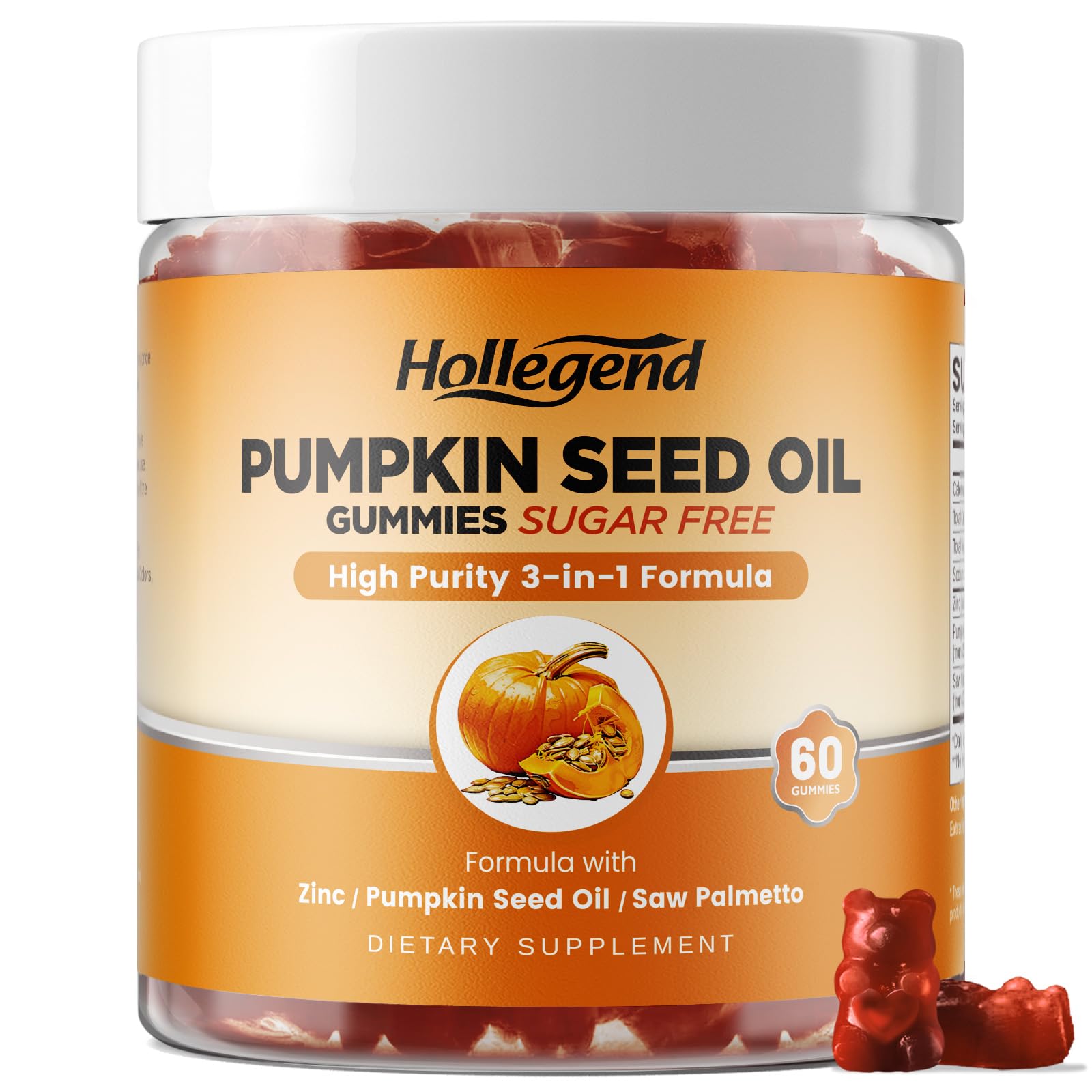 Hollegend Lemon Flavor Pumpkin Seed Oil Gummies close-up 01