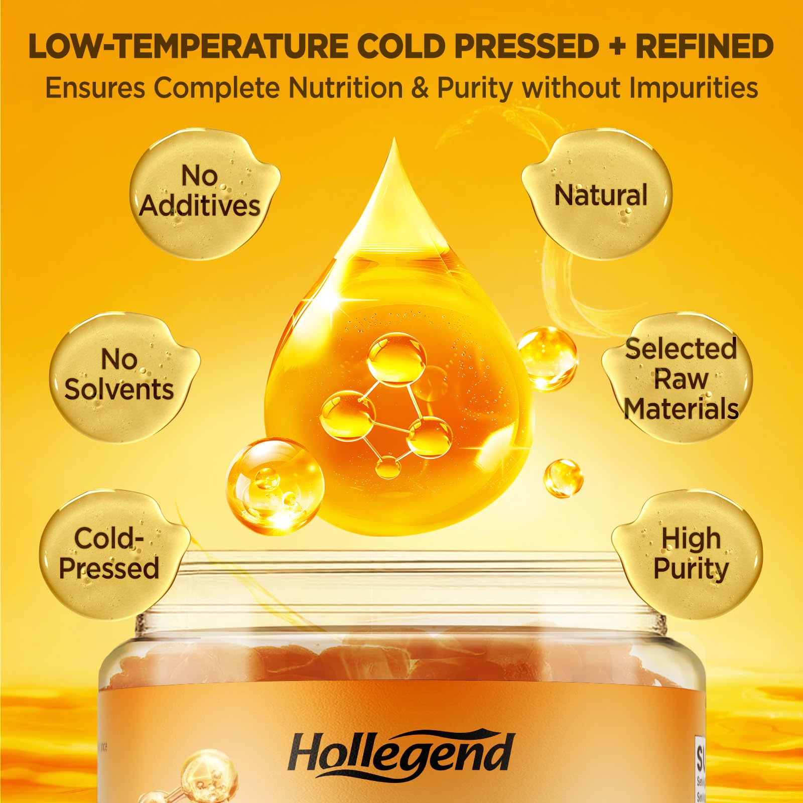 Hollegend Lemon Flavor Pumpkin Seed Oil Gummies close-up 02