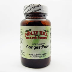 Holly Hill CongestEeze bottle label showing 60 liquid vegetarian capsules