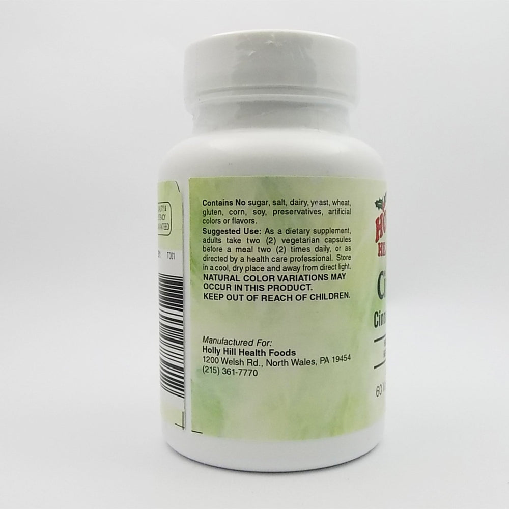 Per-pack information and gluten-free assurance for Holly Hill Cinnamon Cinnulin PF