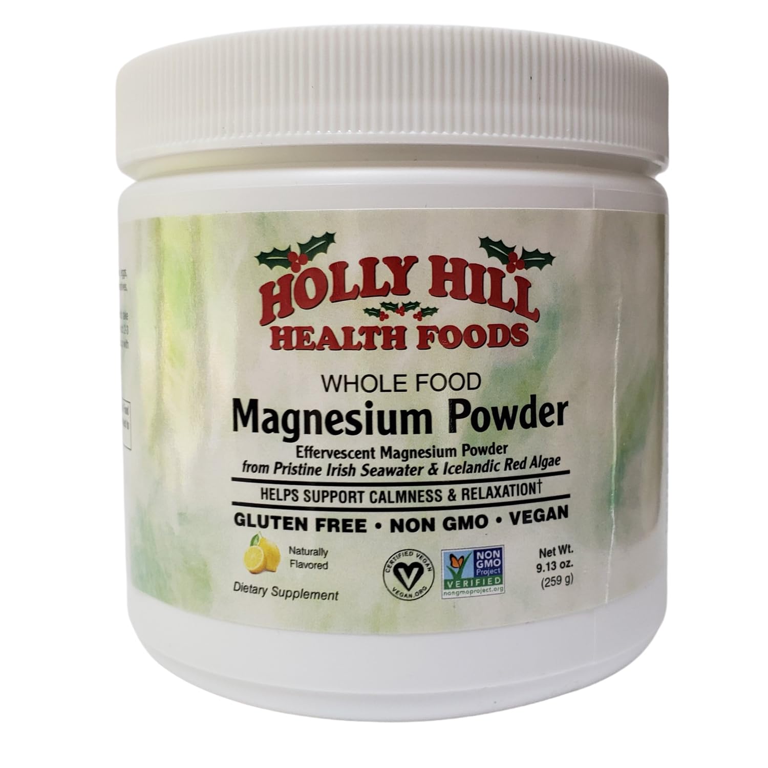 Front view of Holly Hill Health Foods Whole Food Magnesium Powder, 9.13 oz