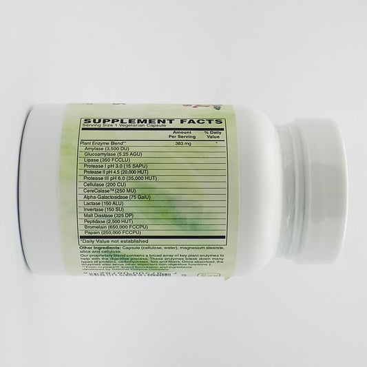 Ultra Veggie Enzymes capsules showing non-animal enzyme blend