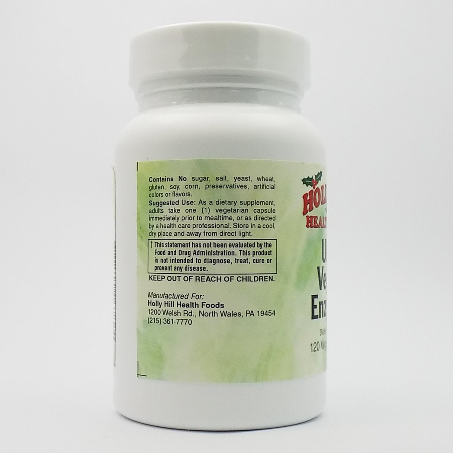 Product label and enzyme list for Ultra Veggie Enzymes
