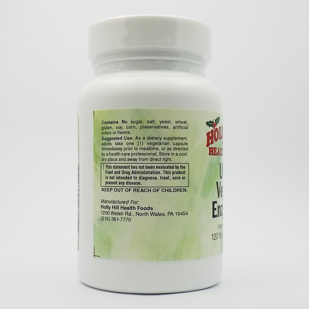 Product label and enzyme list for Ultra Veggie Enzymes