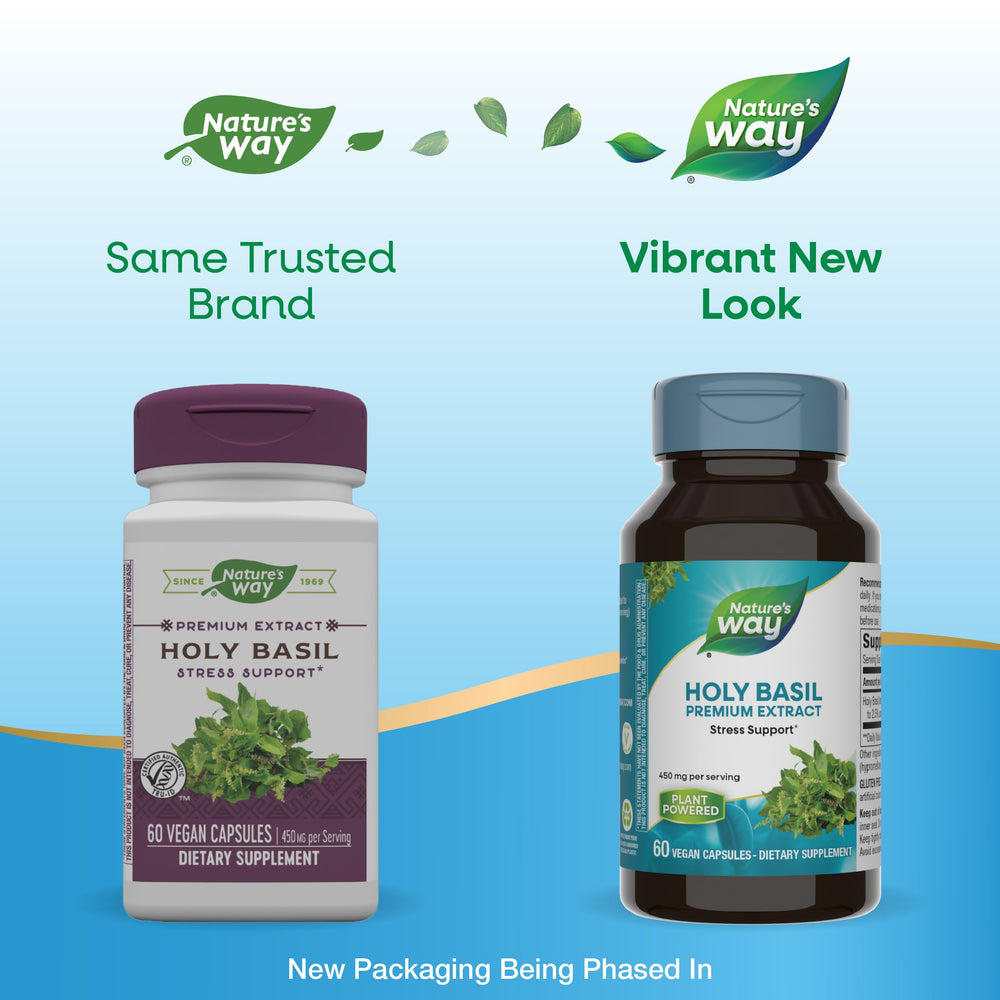 Vegan Holy Basil capsules, gluten-free and dairy-free