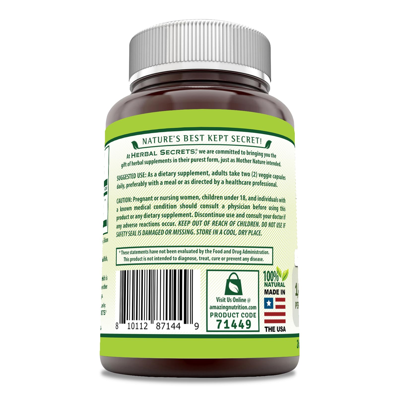 Non-GMO and gluten-free Holy Basil supplement label.