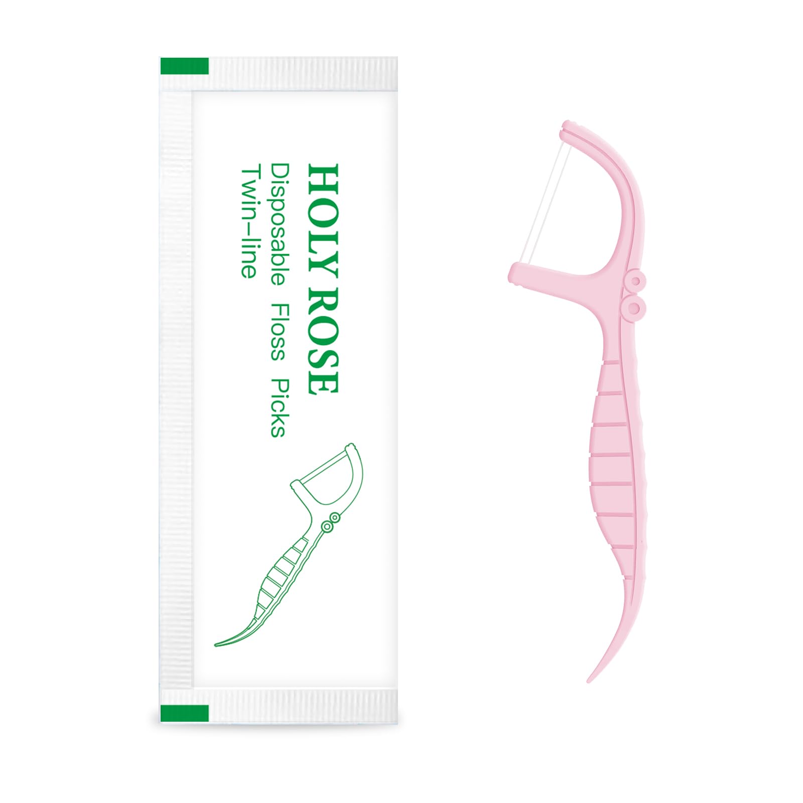 Holy Rose Mint Floss Picks – 100 count, individually wrapped