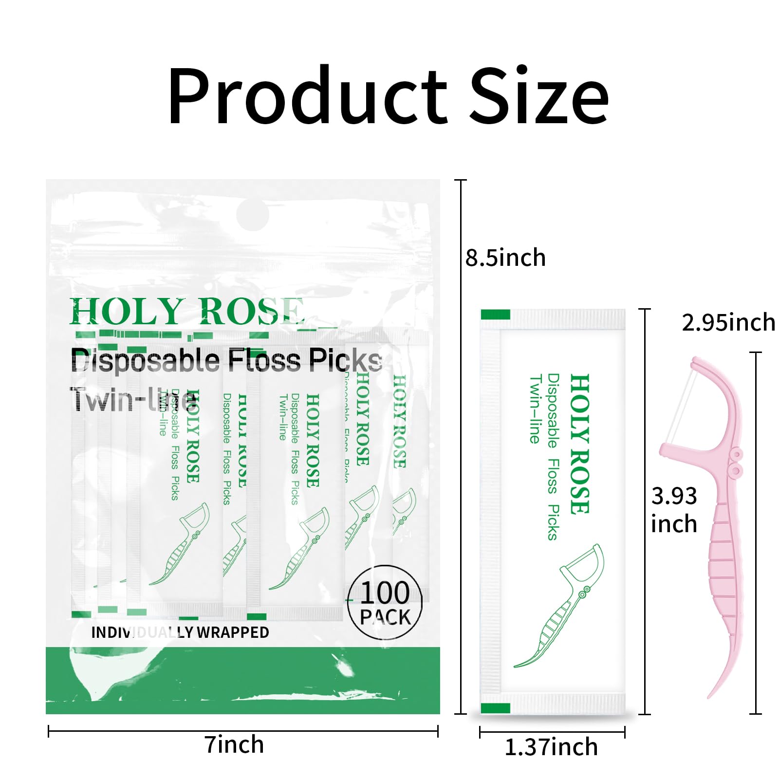 Double line dental floss picks for easy cleaning between teeth