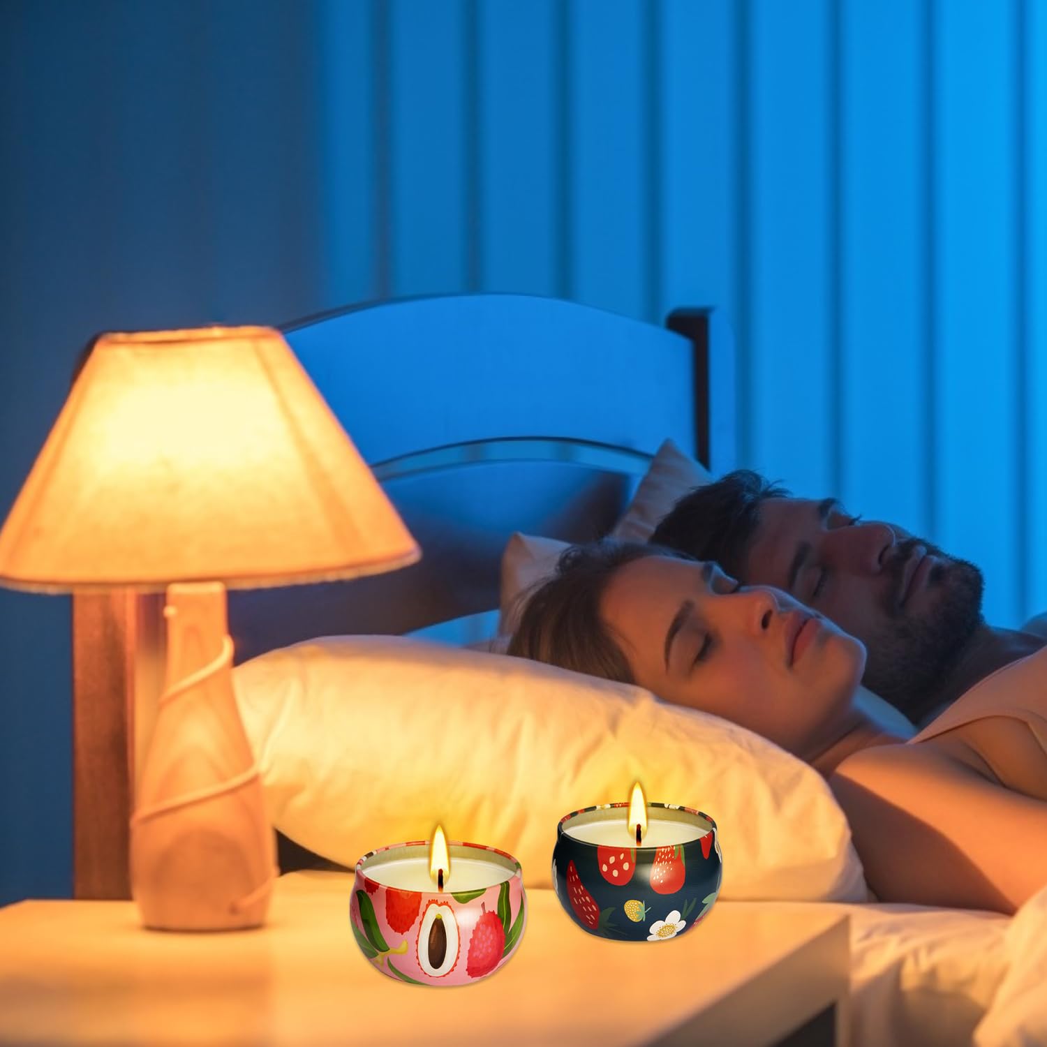 Home decor ambience with strawberry and litchi candles