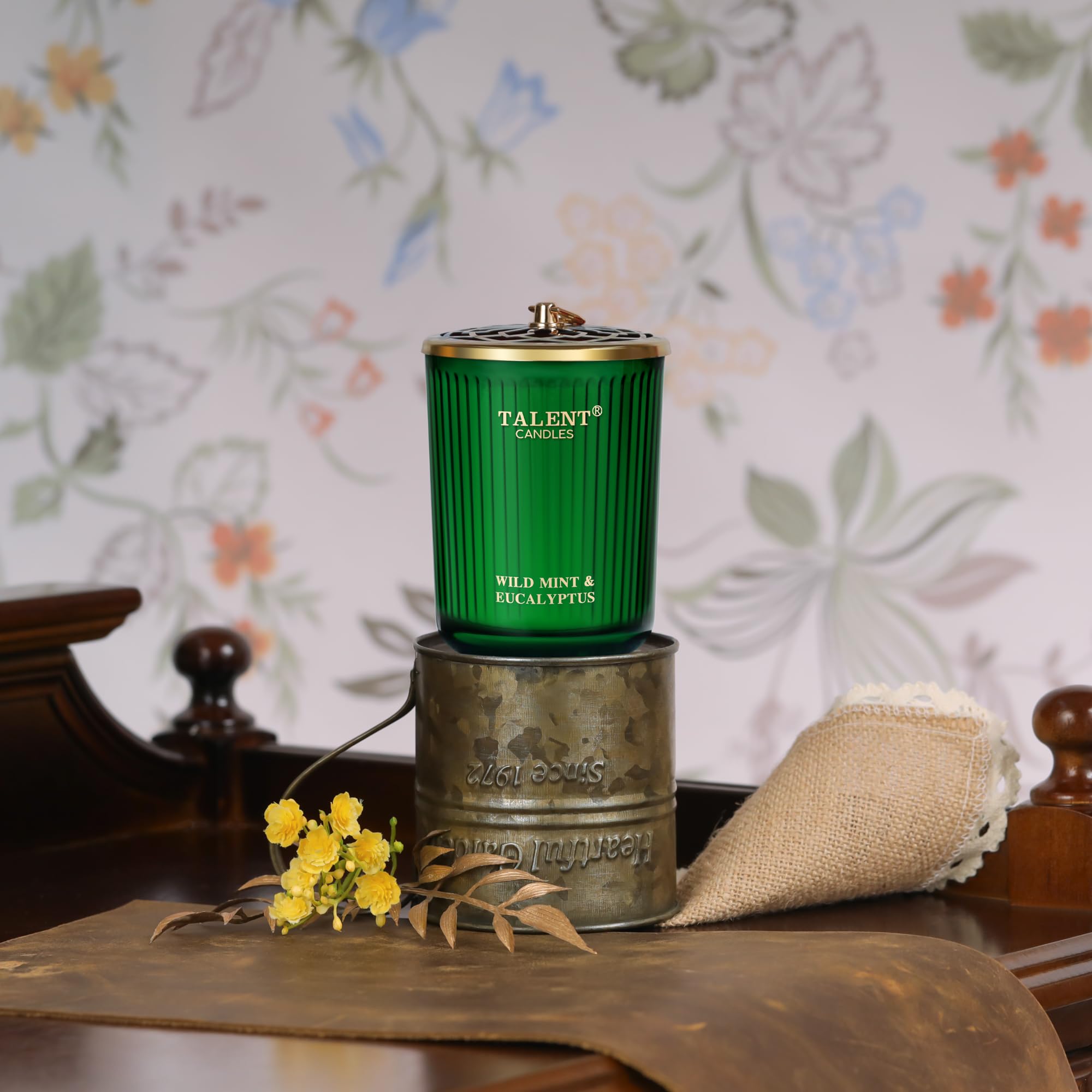 Candle on a home decor table setting
