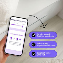 Phone displaying Proov fertility app with results