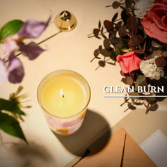 Citrus lavender candle in living room setting