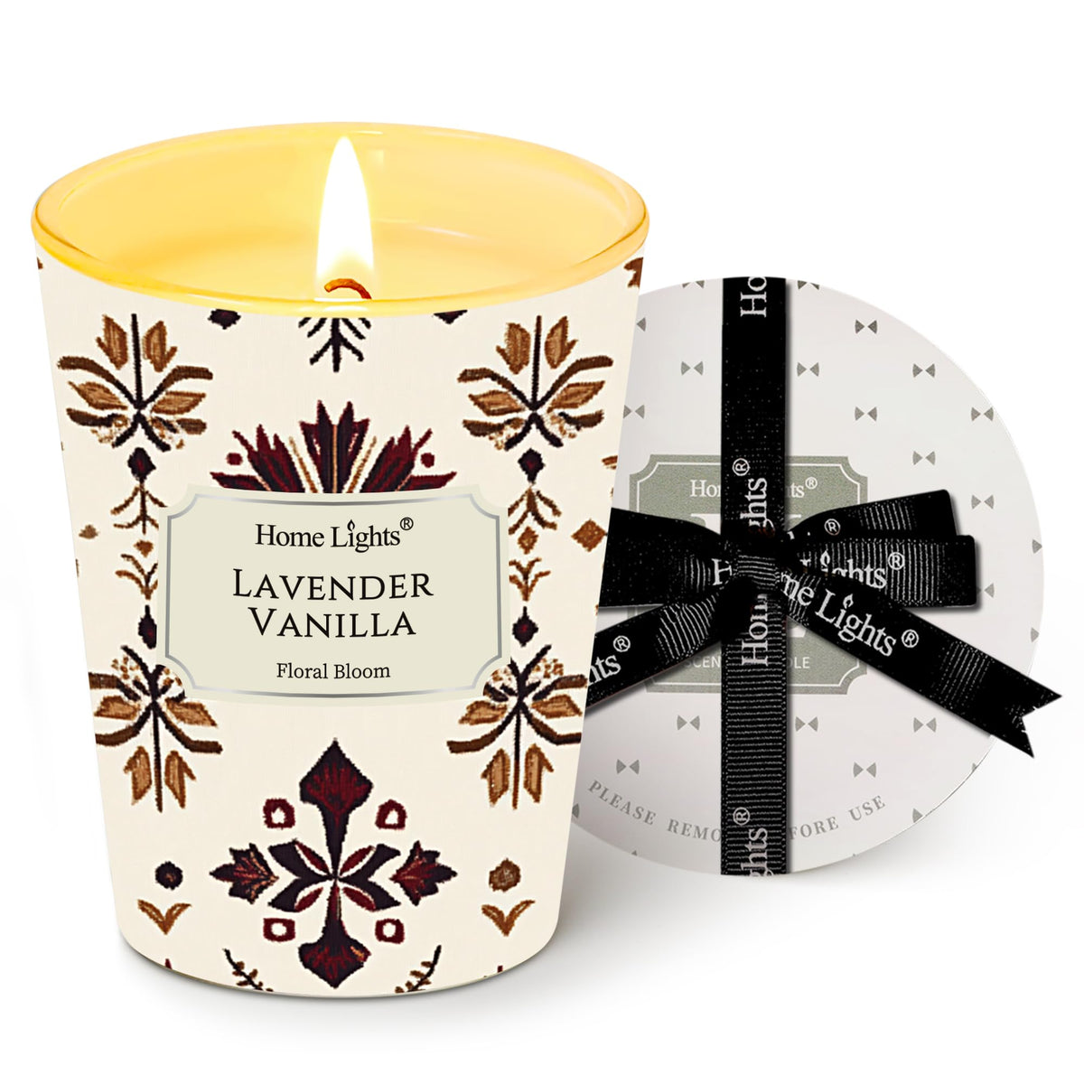 HomeLights Lavender Vanilla soy wax candle in a reusable jar