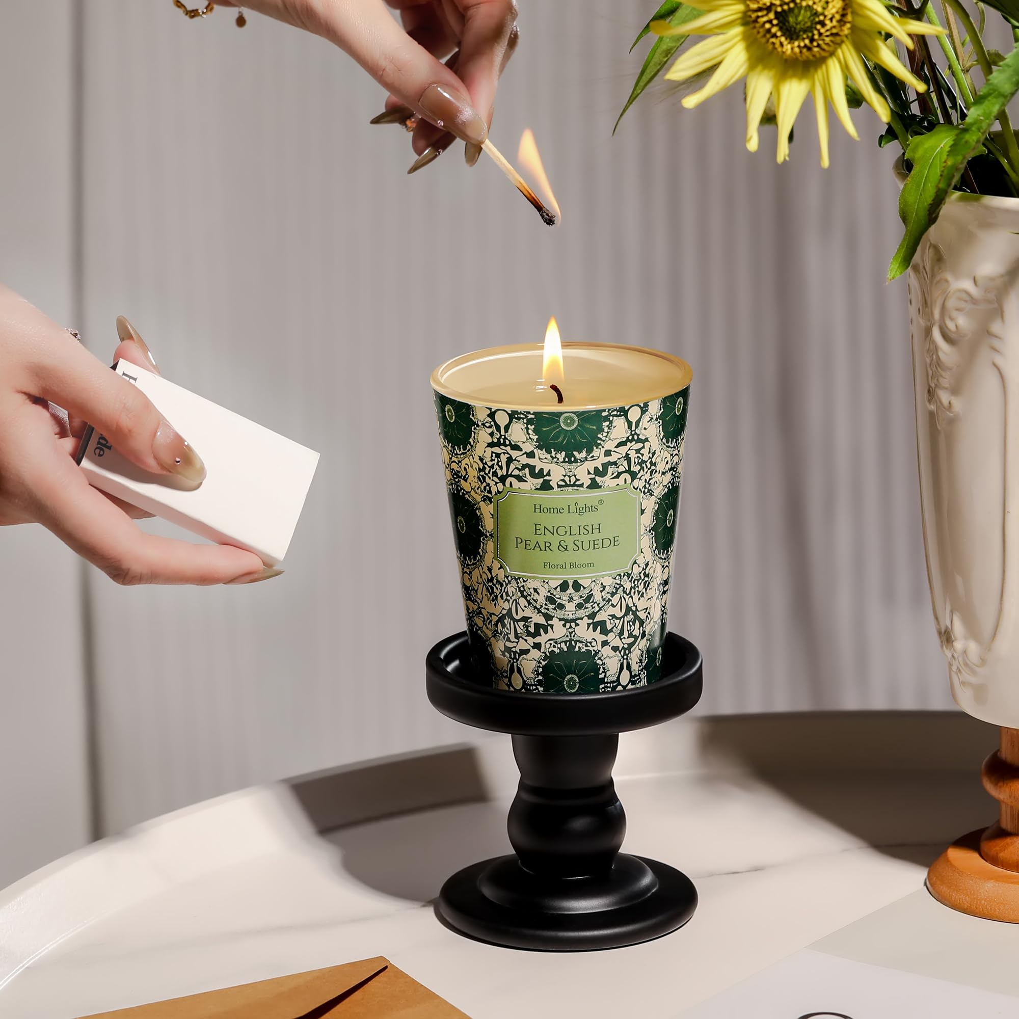 Ambient shot with soft lighting highlighting the candle