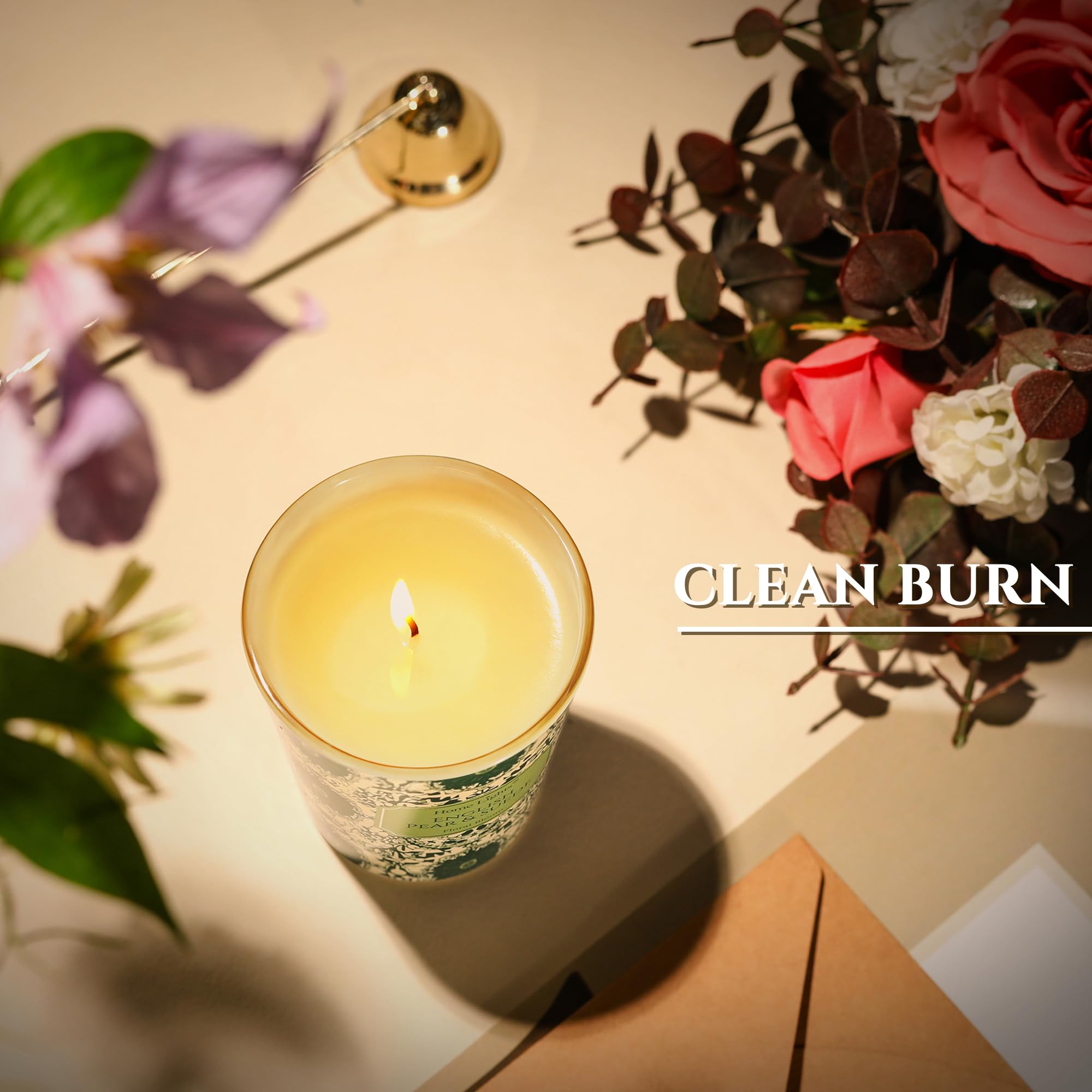 Gift-ready candle in elegant jar with neutral decor