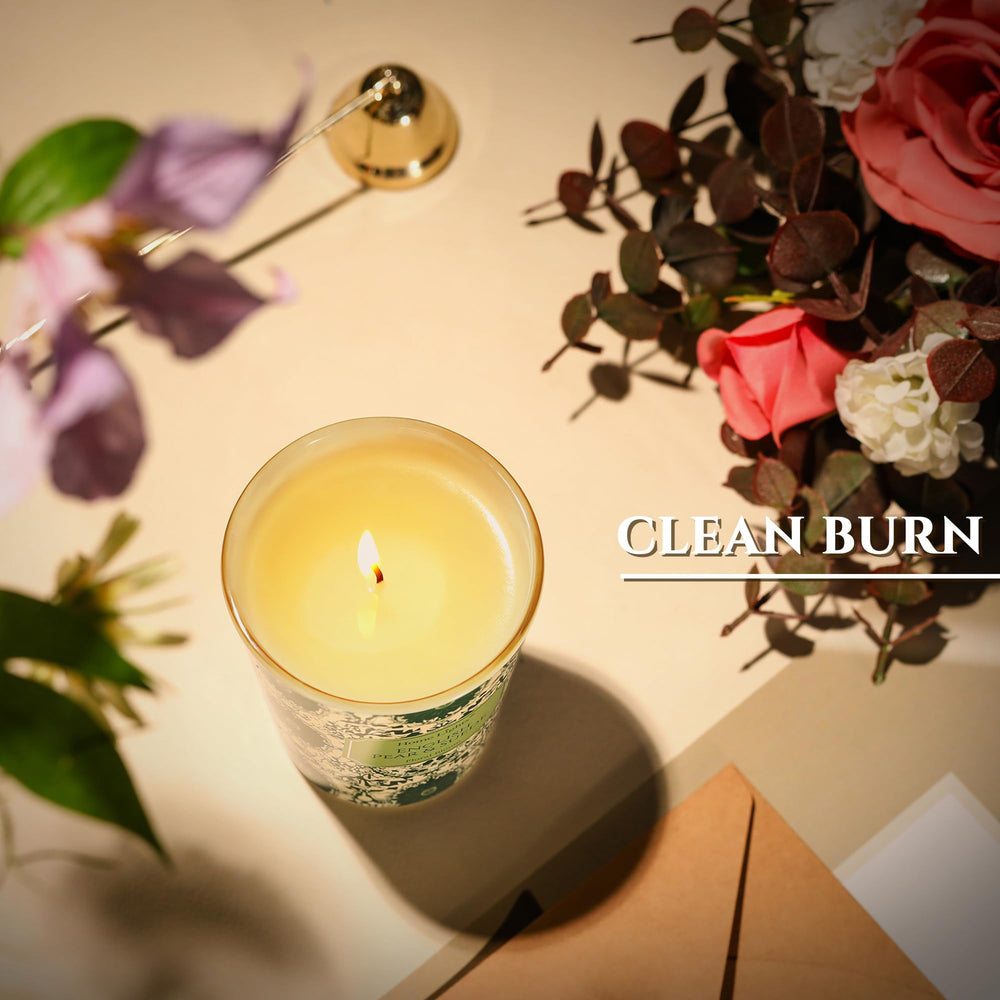 Gift-ready candle in elegant jar with neutral decor