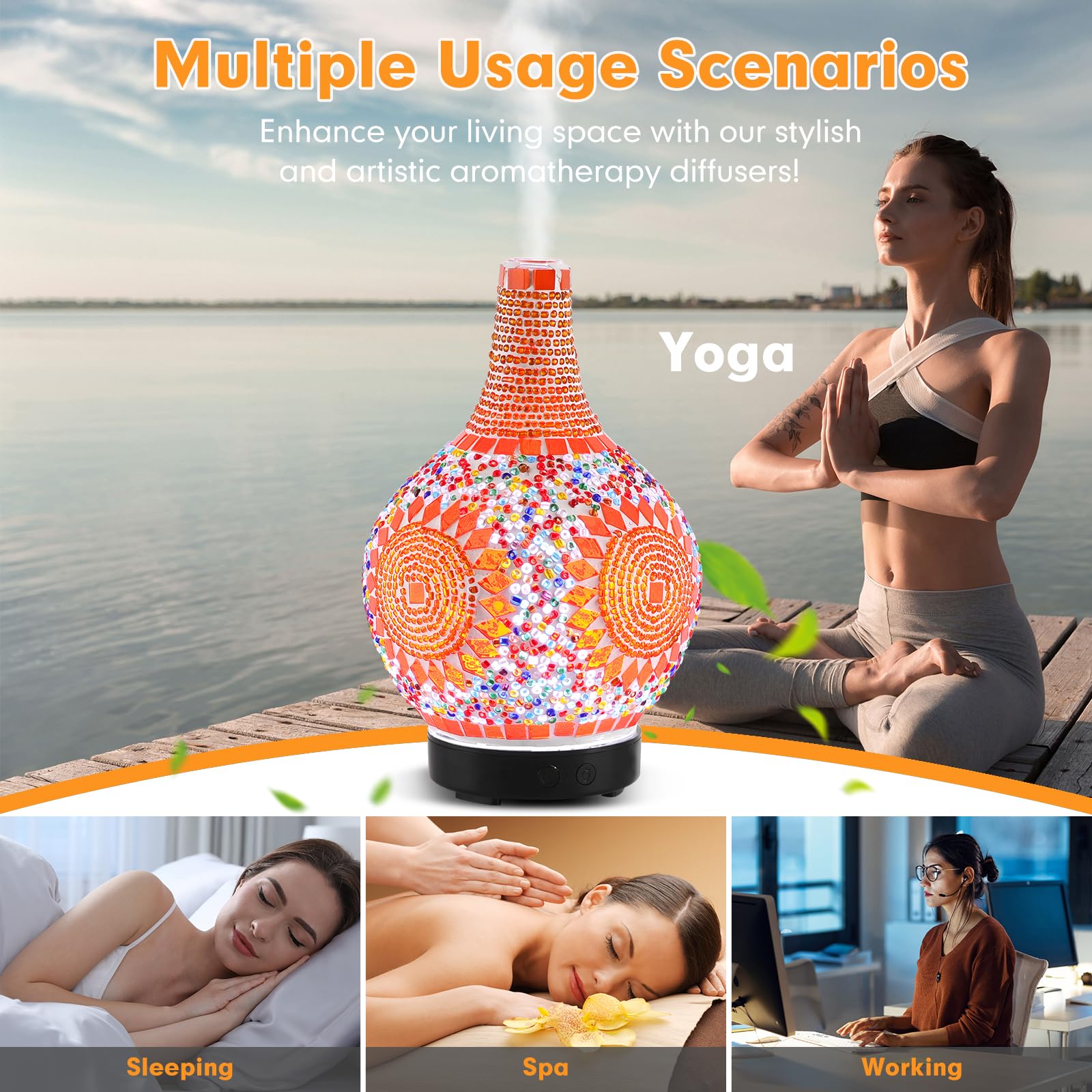 Home office diffuser in a modern workspace with mosaic glass