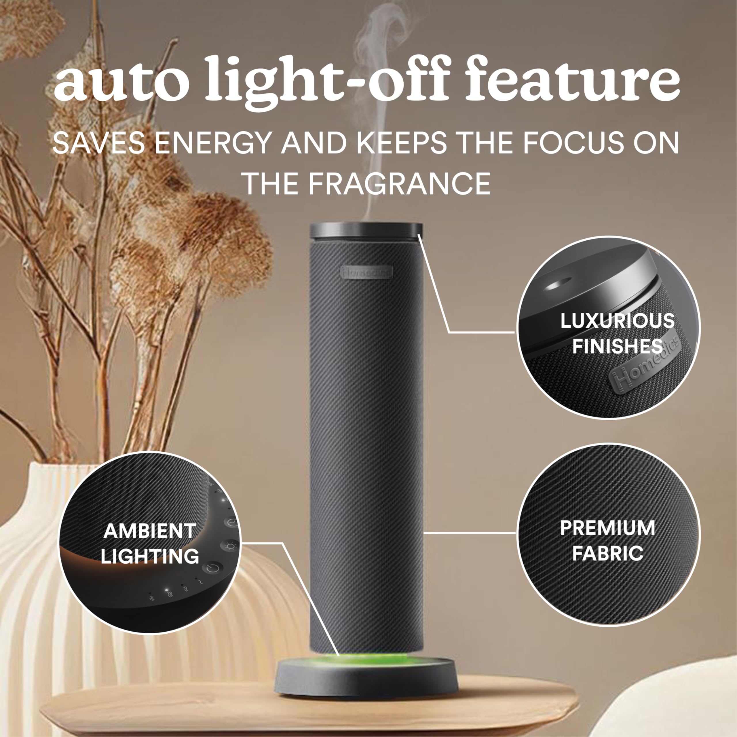Display of the 3 mist intensity levels on the SereneScent diffuser