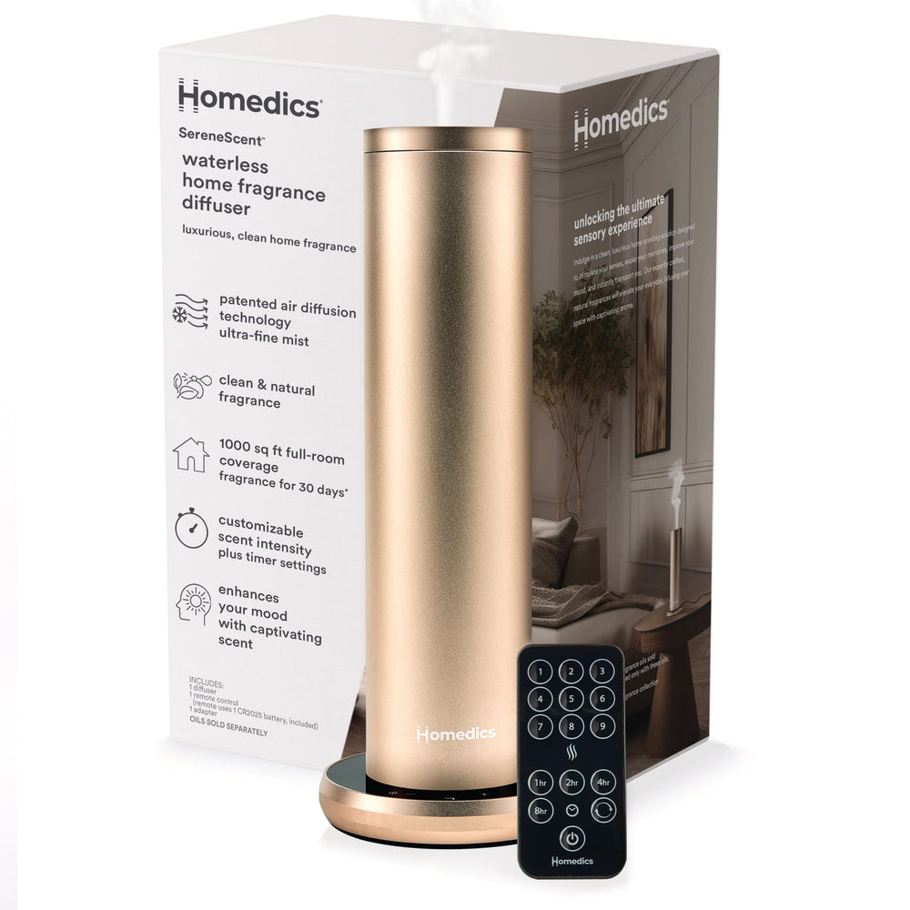 Homedics SereneScent Waterless Diffuser in Champagne finish