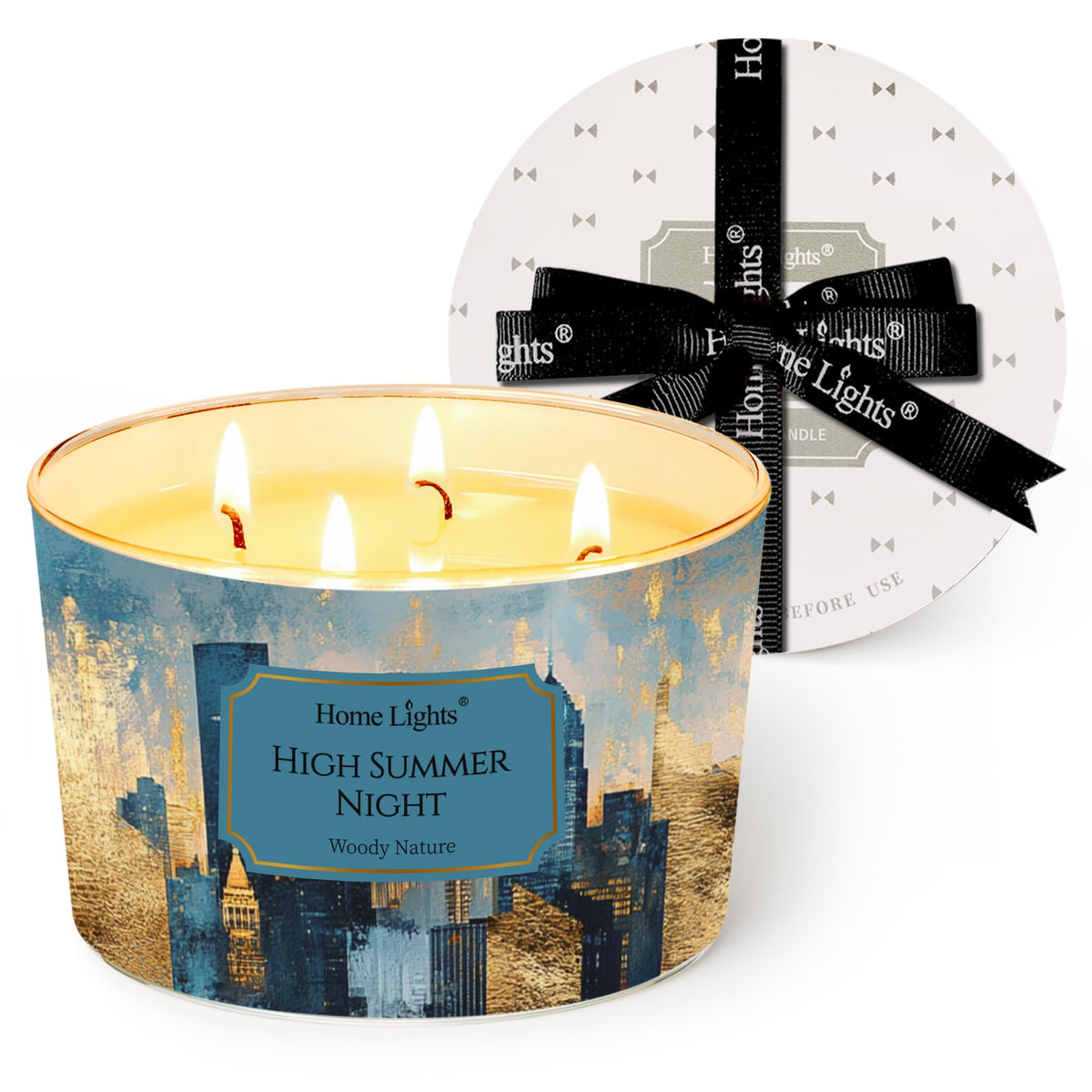HomeLights 18oz soy candle in an industrial chic jar with Summer Night scent