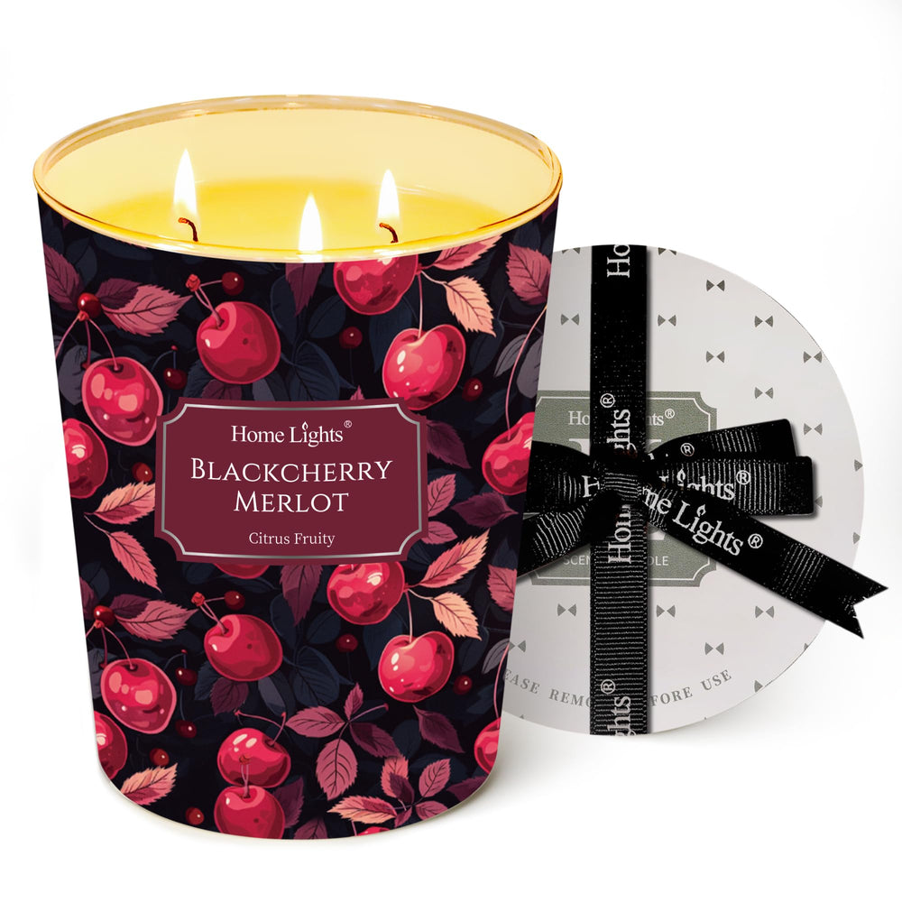 HomeLights 34oz 3-Wick Candle in Blackcherry Merlot – front view