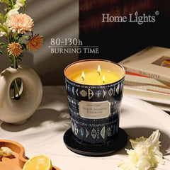 3-Wick design for even burning in HomeLights 34oz candle