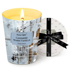 HomeLights 6.7oz Cashmere Warm Vanilla soy candle in a glass jar