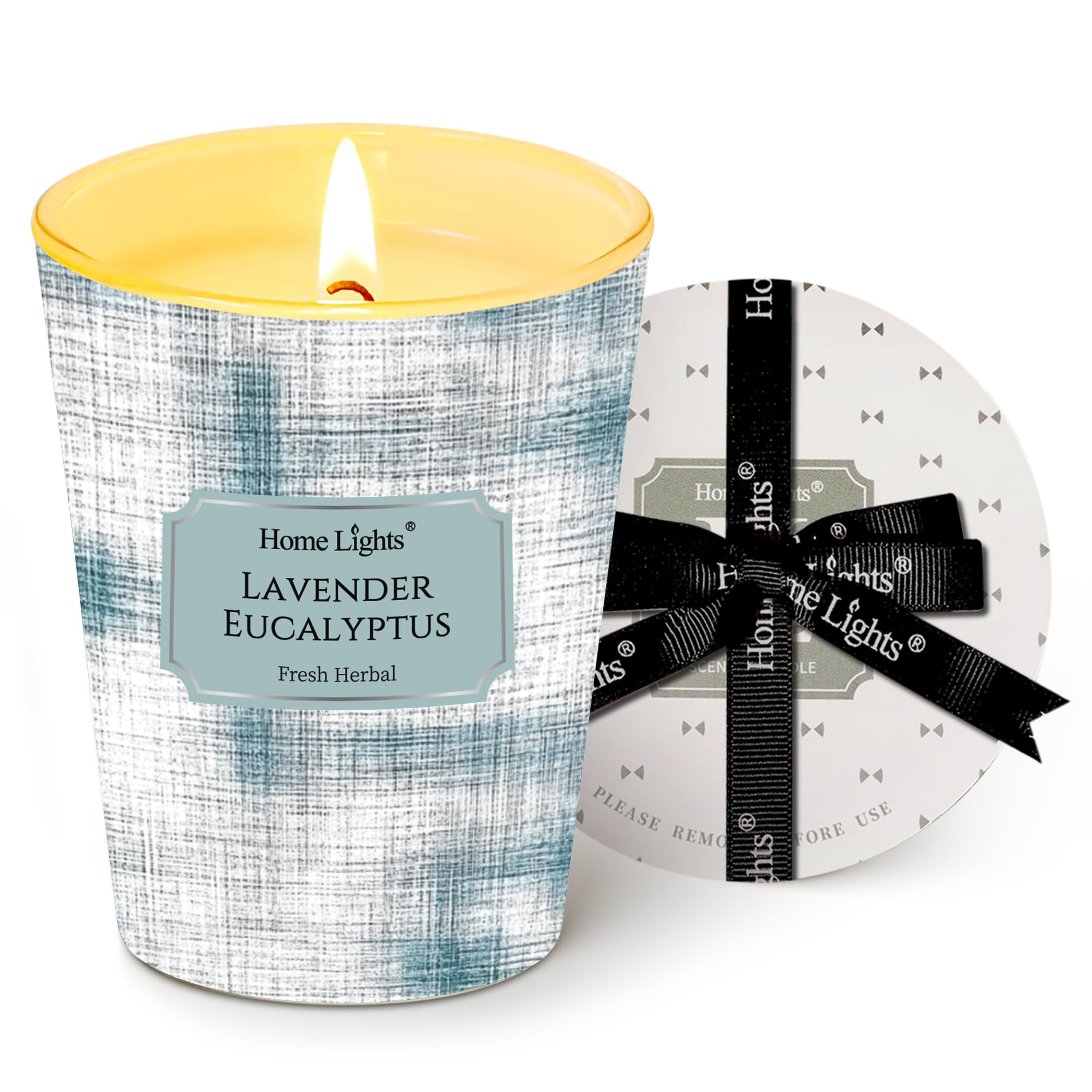 HomeLights Lavender Eucalyptus soy wax candle in 6.7oz jar, front view