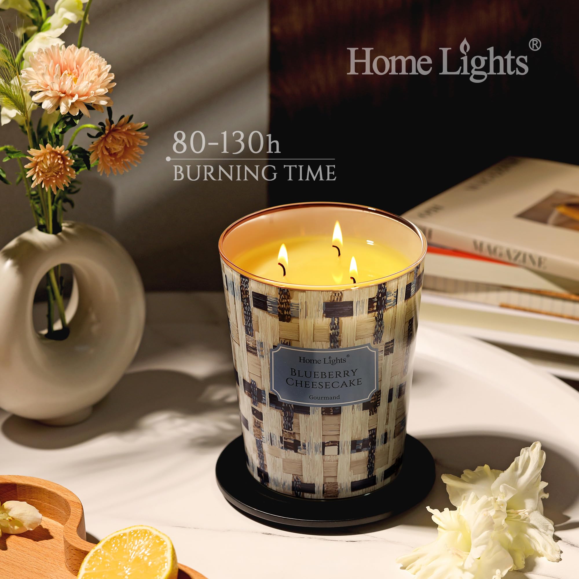 Modern farmhouse kitchen with a HomeLights candle