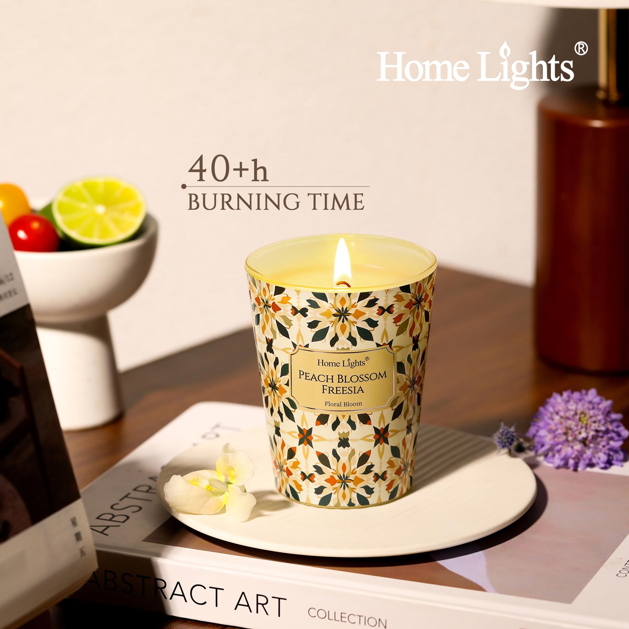 6.7oz Peach Blossom Freesia candle in jar - side view