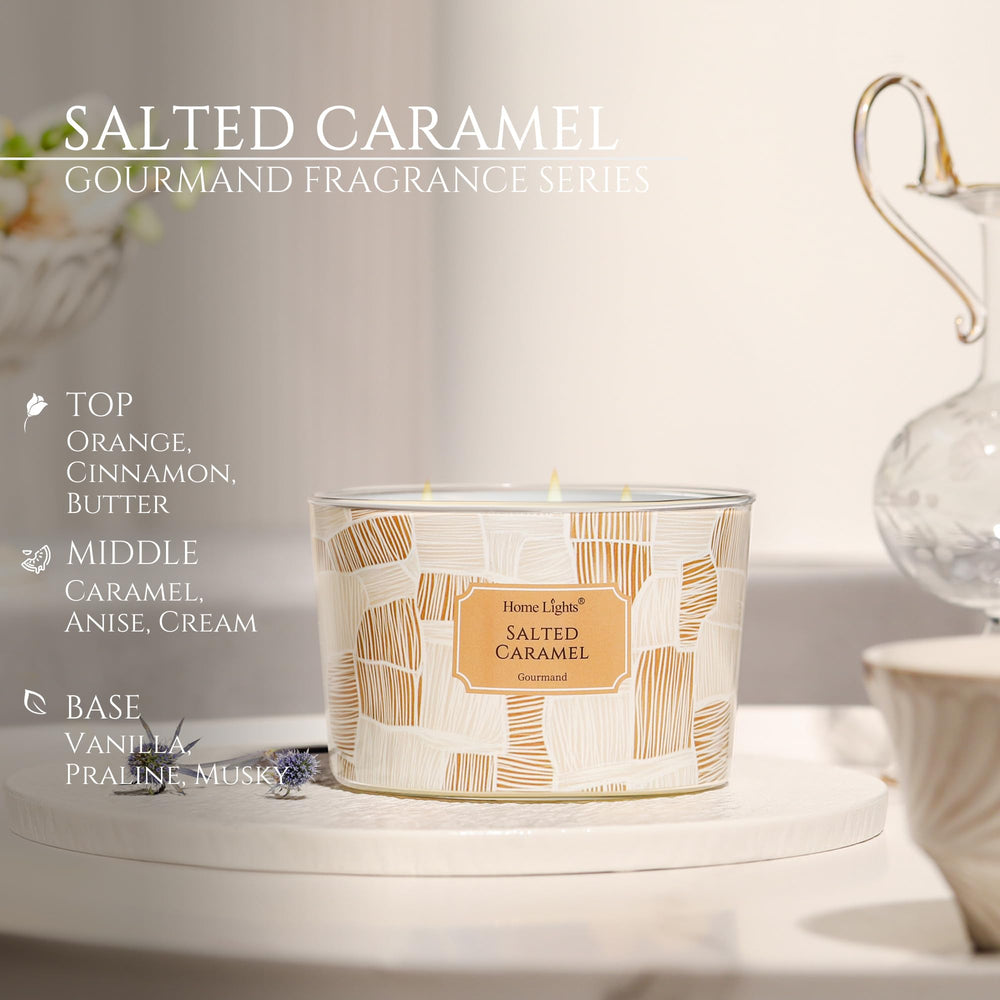 Top view of HomeLights Salted Caramel Soy Wax Candle 18oz 4-Wick